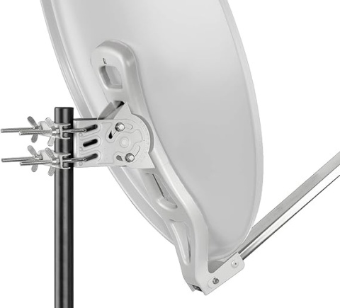 SCHWAIGER 88 cm - Aluminiowa Antena Satelitarna z Ramieniem LNB i Mocowaniem na Maszt, Parabola 88×88 cm, Jasnoszara