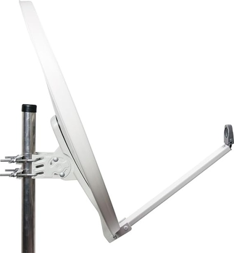 SCHWAIGER 88 cm - Aluminiowa Antena Satelitarna z Ramieniem LNB i Mocowaniem na Maszt, Parabola 88×88 cm, Jasnoszara