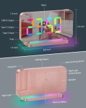 SZELAM Projektorowy Zegar LED 7,4" z Lustrzanym Wyświetlaczem - Projekcja na Sufit, Podświetlenie RGB, USB-C, Różowe Złoto