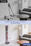 Stojak na odkurzacz kompatybilny z Dyson Gen5, V15, V12, V11, V10, V8, V7, V6 - Metalowy stojak podłogowy z 4 haczykami, stabiln