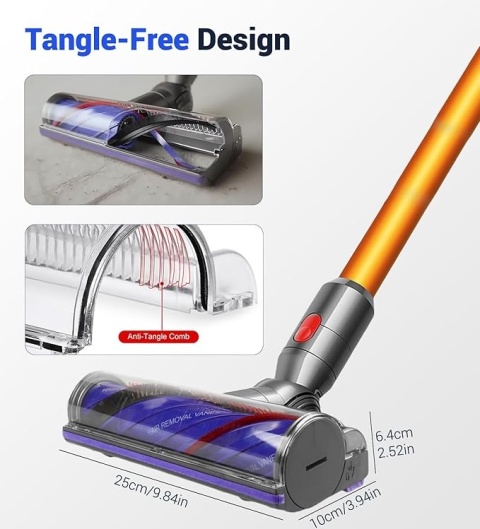 Szczotka Anti-Tangle Do Odkurzaczy Dyson V7-V15 - Wysoki Moment Obrotowy 50 W
