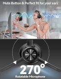 TECKNET - bezprzewodowy headset Bluetooth 5.2 z mikrofonem, redukcją hałasu, funkcją wyciszania i 50 h pracy, idealny do biura,