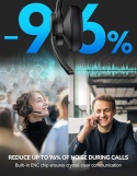 TECKNET - bezprzewodowy headset Bluetooth 5.2 z mikrofonem, redukcją hałasu, funkcją wyciszania i 50 h pracy, idealny do biura,