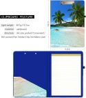 Teczka z klipem i notesem - clipboard z wymiennym notatnikiem i kieszenią wewnętrzną, 32,5 × 23,5 cm, motyw „Seaside Coconut Tre
