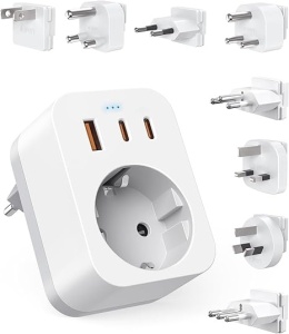 Uniwersalny Adapter Podróżny z USB-C PD 20 W - 8 Wtyczek do Gniazdek na Cały Świat (EU/UK/USA/AUS/IT/CH/RPA/JAP)