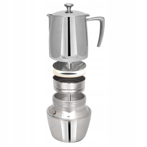 VeoHome Zaparzacz do Espresso Mokka 500 ml - Na 10 Filiżanek, z Podwójnym Filtrem