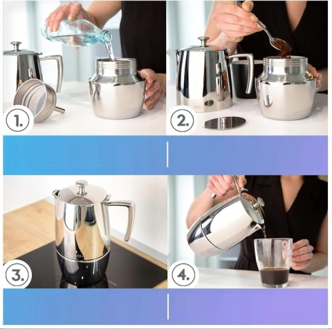 VeoHome Zaparzacz do Espresso Mokka 500 ml - Na 10 Filiżanek, z Podwójnym Filtrem