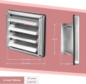 WeCooper Grawitacyjna Kratka Wentylacyjna 100 mm (4″) - Stal Nierdzewna 304, Z Klapami Zwrotnymi