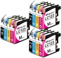 YINGCOLOR LC123 / LC123XL - zestaw 12 tuszy do drukarek Brother (MFC i DCP), kompatybilne z modelami J4510DW, J470DW, J6920DW, J