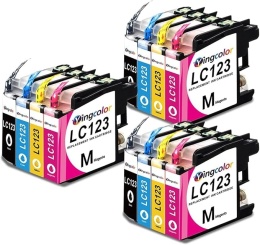 YINGCOLOR LC123 / LC123XL - zestaw 12 tuszy do drukarek Brother (MFC i DCP), kompatybilne z modelami J4510DW, J470DW, J6920DW, J