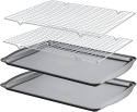 Zestaw Blach Do Pieczenia Z Rusztami - Stal Węglowa Non-Stick (2 Blachy + 2 Ruszty)