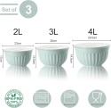 Zestaw Miskek Do Sałatek Z Pokrywkami - 2L / 3L / 4L, Niebieskie, Sztaplowane