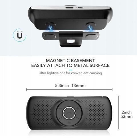 Zestaw głośnomówiący AGPTEK T826 bluetooth Siri Google assistant