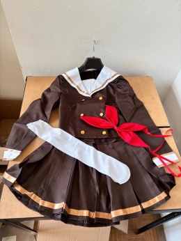 Brązowa sukienka cosplay anime sailor z kokardą rozmiar L